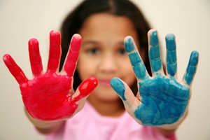 Young Girl painted hands